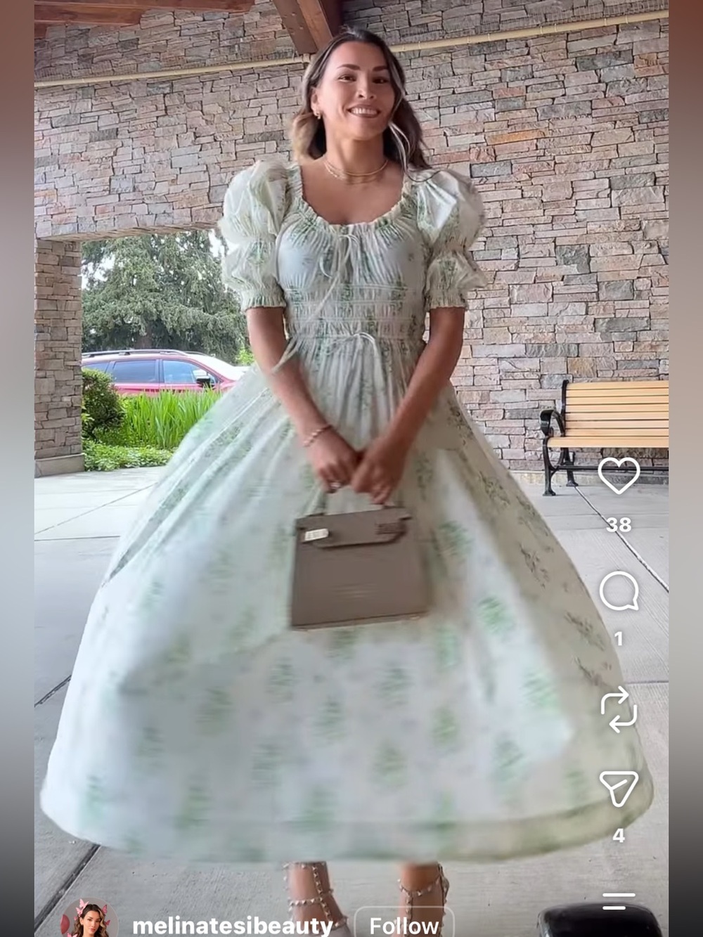 Doen ISCHIA DRESS IN VERT PETIT BOUQUET